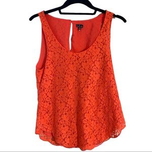 TALULA Aritzia Orange Betty Lace, Lined Sleeveless, Tank Top, Scoop Neck